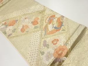 アンティーク　向かい鳳凰に花唐草模様織出し袋帯（材料）